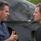 Simon Kinberg and Michael Fassbender on the set of Dark Phoenix.